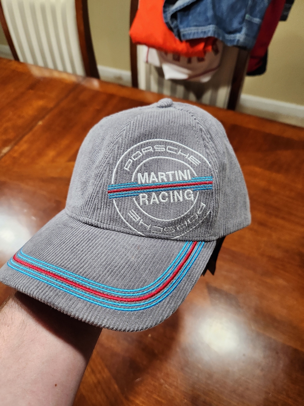 New Porsche Martini Racing Gray Corduroy Baseball Cap